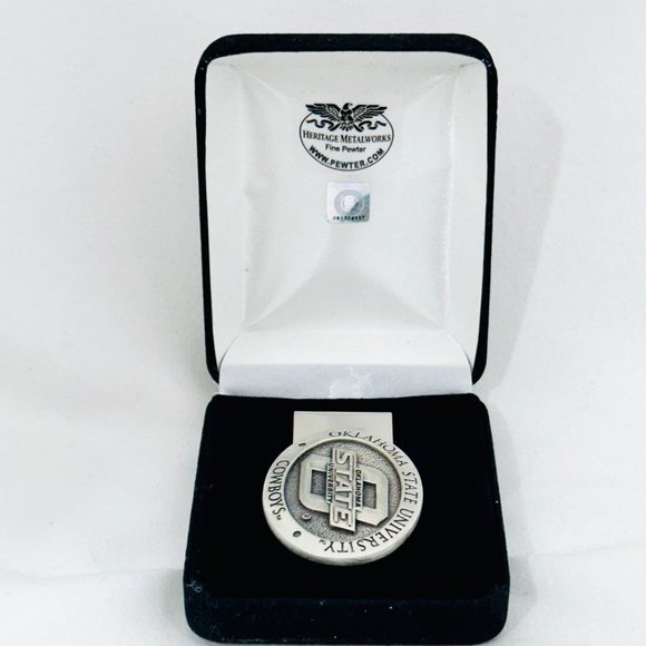 Oklahoma State University Cowboys Money Clip Pewter in Box - Picture 2 of 7